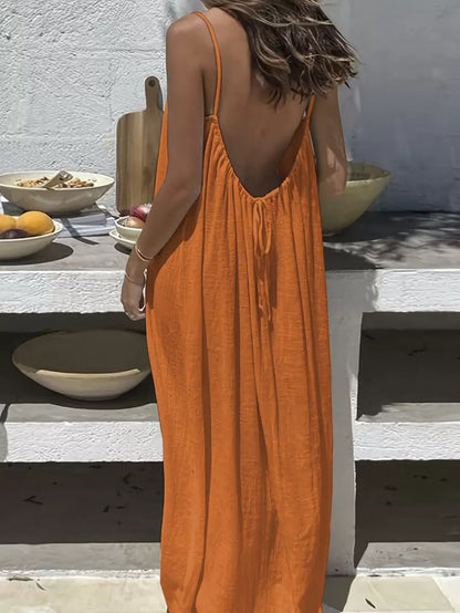 ☀️Women's Solid Color Backless Cami Dress