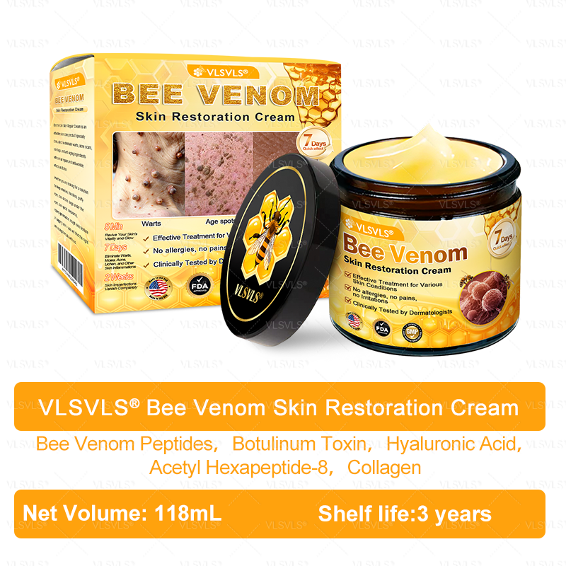 Made and Shipped from USA ✨ VLSVLS® Bee Venom Skin Restoration Cream 🌸 Anti-aging,Hydrating, Skin Repair, Even Tone, Acne and Dark Spot Treatment, Wart and Mole Removal, Psoriasis Relief CS 🔥 LAST DAY 80% OFF 💎