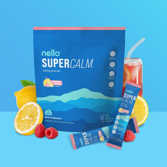 Nello Supercalm – Calming Drink Mix with KSM-66 Ashwagandha, Vitamin D3, Magnesium & L-Theanine – Supports Cortisol Balance, Mood & Sleep, Helps Manage Occasional Stress (20 Serving)!