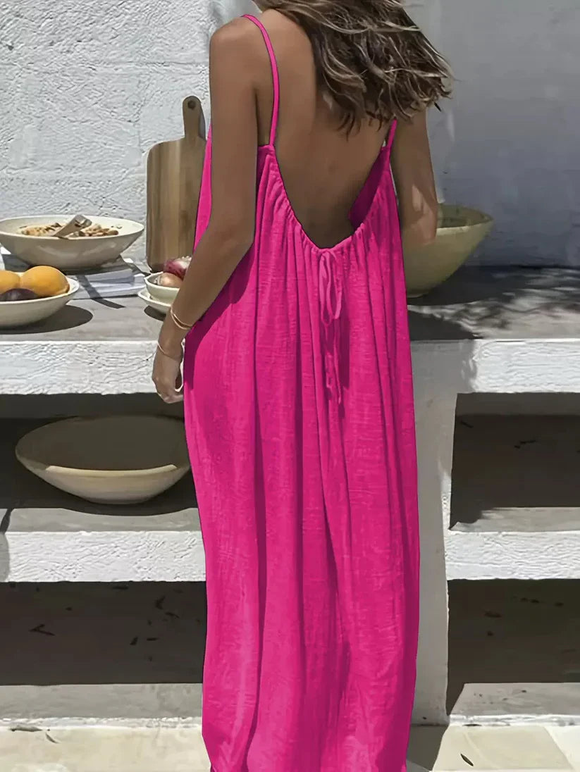 ☀️Women's Solid Color Backless Cami Dress