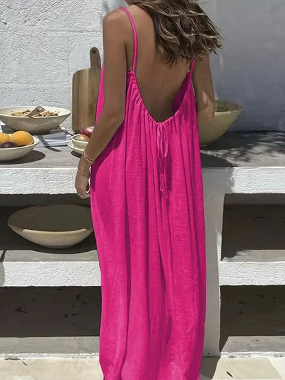 ☀️Women's Solid Color Backless Cami Dress