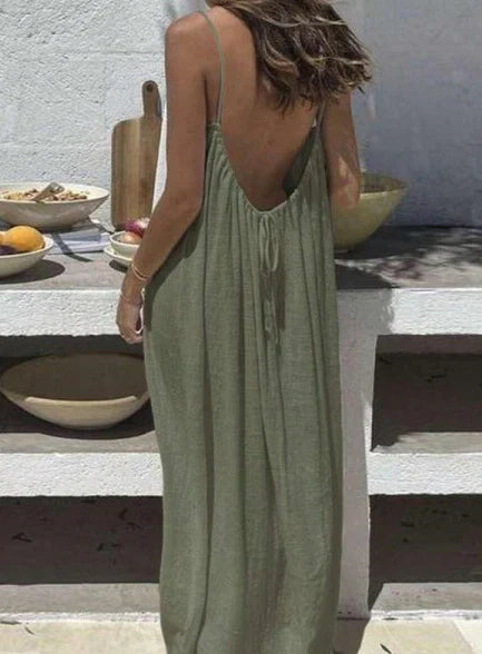 ☀️Women's Solid Color Backless Cami Dress