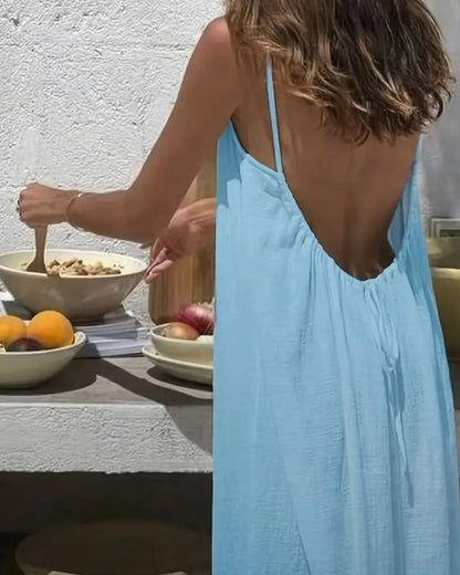 ☀️Women's Solid Color Backless Cami Dress