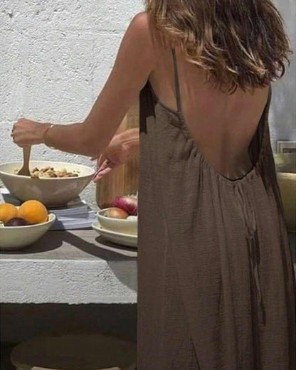 ☀️Women's Solid Color Backless Cami Dress