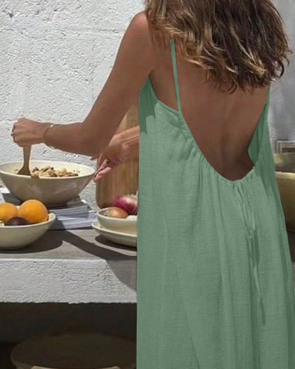 ☀️Women's Solid Color Backless Cami Dress